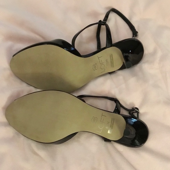 Black Ann Taylor Loft Heels Open Toe Strappy Strap Shoes - Picture 4 of 5